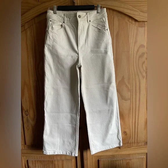 Sezane Le Crop High Waisted Cream Jeans Size 8 - Picture 3 of 6